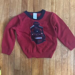 Red Train Graphic Kids Sweater